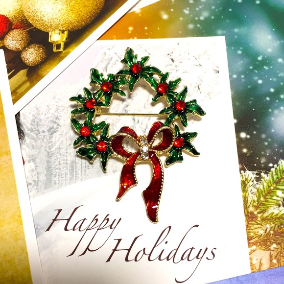 🍏50% OFF/3+... Christmas Wreath Brooch/Pendant - Picture 1 of 14